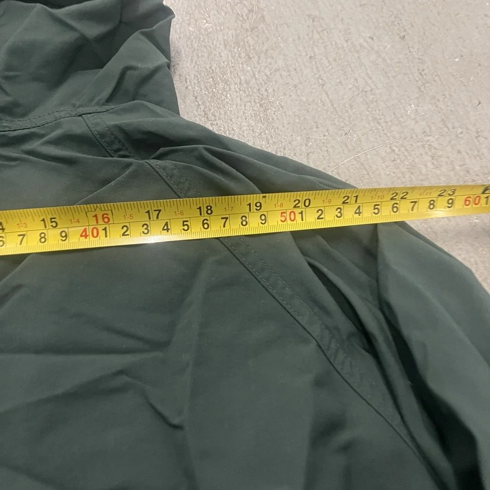 LL Bean Men's Green Full Zip Lightweight Stowaway Rain Jacket Hooded‎ Size L